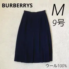 BURBERRYS バーバリー　プリーツスカート　ロングウール　M ネイビー