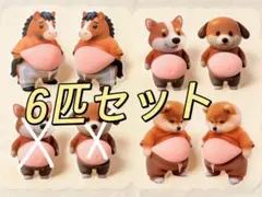 6枚　おなかシール　柴犬子馬ぷにぷにシール　ぷくぷくシール　３D　立体　シール帳