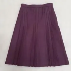 エンジ色　プリーツスカート ひざ丈