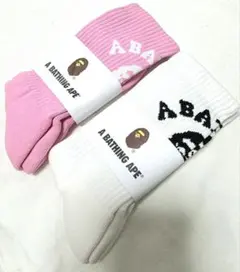 新品未使用　A BATHING APE 　エイプ　靴下 ソックス　ピンク白2足