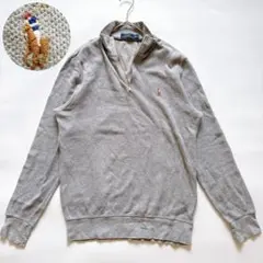 定番✨ポロラルフローレン ハーフジップ コットンニット ポニー刺繍 M グレー