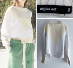 DRESSLAVE カラーブロック ニット プルオーバー 長袖