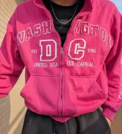 ピンク y2k ストリート ジップパーカー 短丈 即購入可