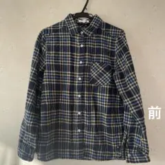 Hush Puppies ネイビーと黄土色のチェック柄シャツ M