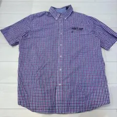 CHAPS 半袖チェックシャツ ボタンダウン パープル ブルーのサムネイル