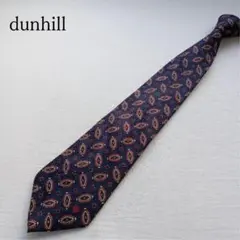 美品 ダンヒル ネクタイ 紺色 ペイズリー柄 シルク100％ 伊製【n8439】