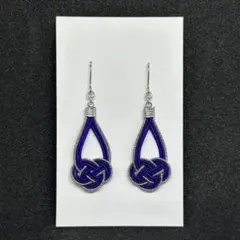 【No.711】水引ピアス あわじ結び 紫×パール