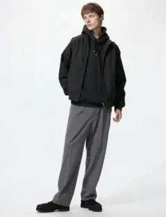 UNIQLO　タックワイドパンツ　グレー　Ｌ