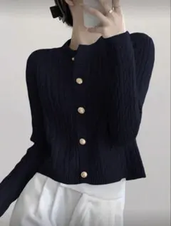 SHEIN 未使用新品　ネイビー ケーブルニット セーター