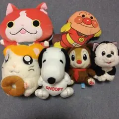 キャラクターぬいぐるみ・パペット・ミニ枕6点セット