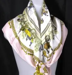 極美品　 エルメス　HERMES シルク大判スカーフ　カレ90　 D546