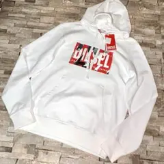 【新品】DIESEL ディーゼル／ダメージプリント スウェット パーカー S