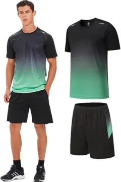 スポーツウェア 半袖 ランニングウェア ジャージ メンズ 上下セット　2XL