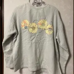 花柄プリント トレーナー ライトグレー
