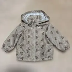 ベージュ クマ柄 アウター 80 ウィンドブレーカー ライトアウター　2way