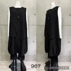 967 新品 夢地哉 mujiya ムジヤ黒ブラック アシンメトリー ワンピース