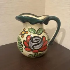 スペイン製マヨリカ焼手描き 陶器 ピッチャー 花瓶 馬に乗る人物 スペイン製マヨルカ焼手描き 陶器 ピッチャー 花瓶 馬に乗る人物