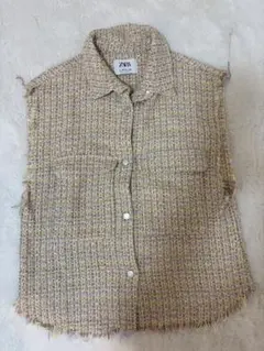 ZARA ツイード風ノースリーブシャツ