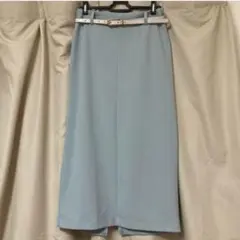 エメラルドグリーン　ロングスカート ベルト付き