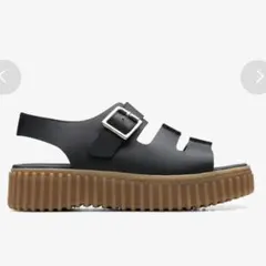 美品★Clarks Torhill Seam レザーサンダル 黒 UK6 厚底のサムネイル