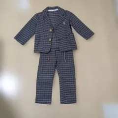 子供グレー系チェック フォーマルスーツ