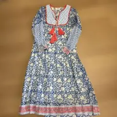ヌキテパ コットンボイル エスニックドレス 花柄 インド製 - メルカリ