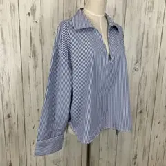 H&M オーバーサイズ ストライプ プルオーバー シャツ 長袖 ブラウス