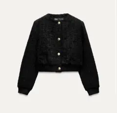 ZARA テクスチャー ボンバージャケット ツイード　値下げ×
