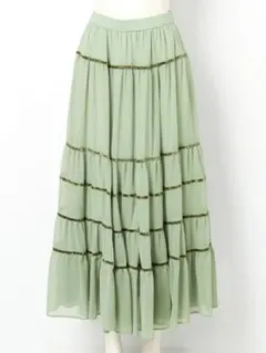 スナイデル　グリーン　テープティアードロングスカート