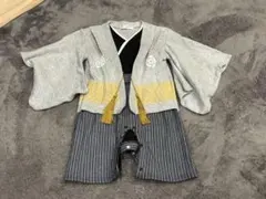 袴風 ロンパース グレー 紋付 袴 ベビー服　男の子　80cm