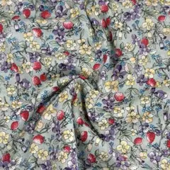 ☆生地 YUWA LIVE LIFE COLLECTION いちごと花柄 緑系☆