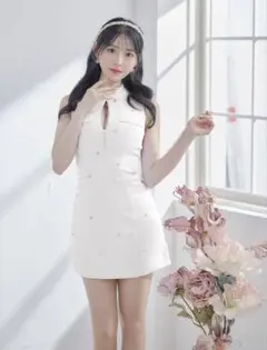 ROBE de FLEURS ハートボタンキュートネスミニキャバドレス