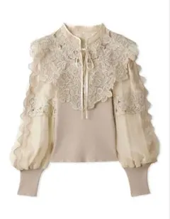 snidel レースカラーニットプルオーバー　BEG