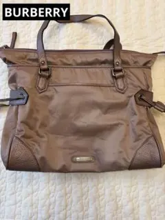 BURBERRY トートバッグ ナイロン　レザー 大容量 バーバリー　ポーチ付き