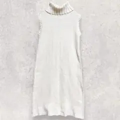 インディオ ノースリーブニットワンピース M アイボリー タートル