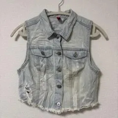 美品✨DIVIDED H&M 【36】ライトブルーデニムベスト ヴィンテージ
