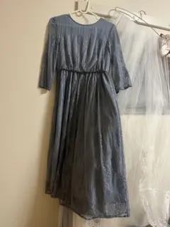 ブルーレースパーティードレス Mサイズ