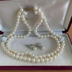 《PEARL INN》真珠 二連ネックレス&イヤリング セット