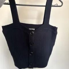 ネイビーリブ編みニットベスト