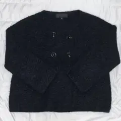 アンタイトル ブラック ダブルボタン ニットカーディガン