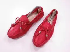 【値下げ】コールハーン　レザー　デッキシューズ　ローファー　靴　赤　23.0cm