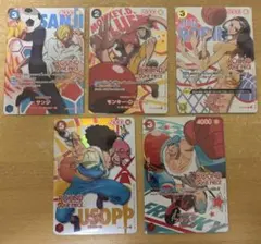 ラウンドワンワンピースカード　ルフィ　サンジ　ロビン　フランキー　ウソップ