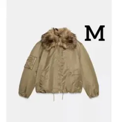 新品　ZARA フェイクファー襟ボンバージャケット　M