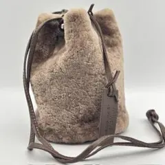 【極美品】 マルコマージ ムートン 本革 巾着 ショルダーバッグ リアルファー