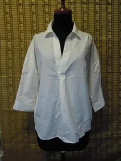 earth music&ecology　アース　五分袖白シャツ　ホワイト