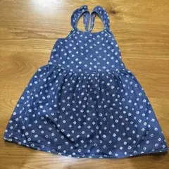 GAP デニムブルー 花柄 ノースリーブワンピース 5years