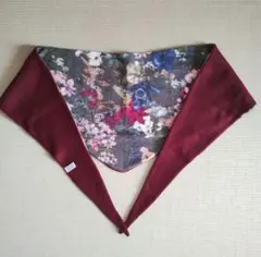 バーガンディ 花柄 フリース ネックウォーマー