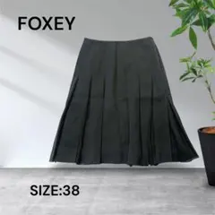 極美品✨ フォクシー ラップ 膝丈スカート プリーツ切替 40 黒