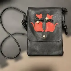 試着のみ　猫モチーフ レザー　ショルダーバッグ
