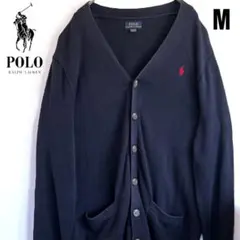 ポロ　ラルフローレン　ピマコットン　綿ニット　カーディガン　ネイビー　ホースロゴ